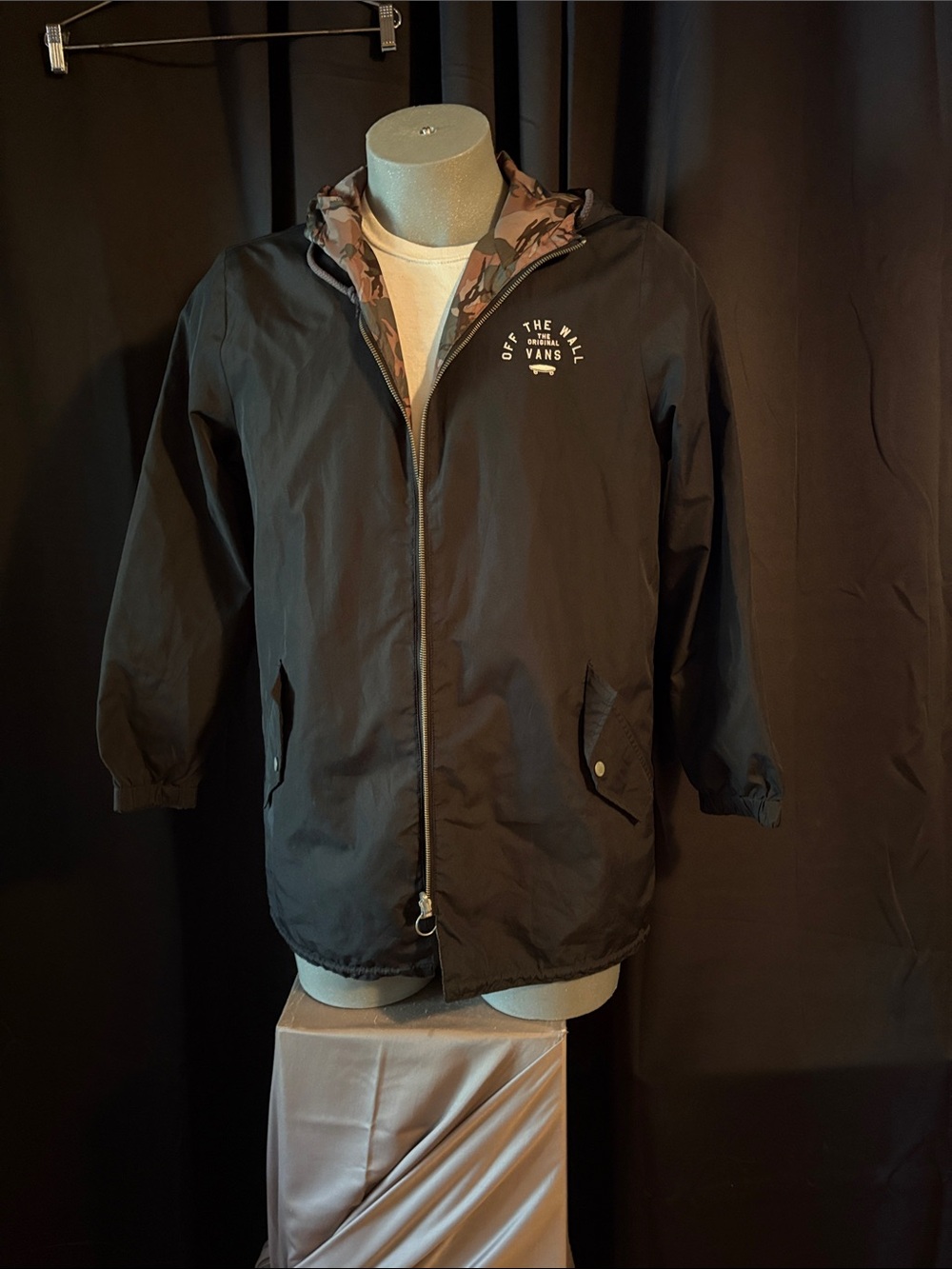 Vans Black Hooded Windbreaker with Camo Lining